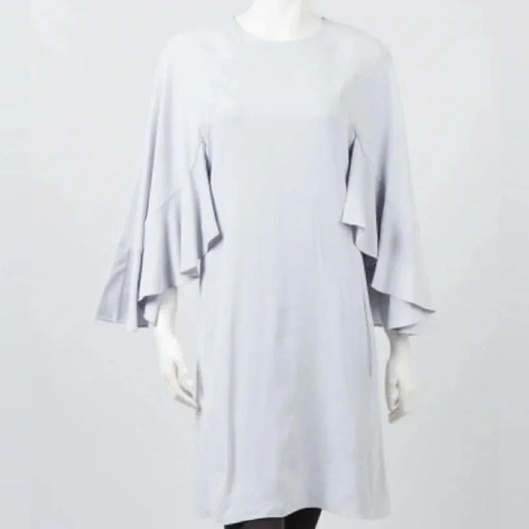 Chloe Cute Blue Viscose Blend Wing Sleeve Dress - Picture 1 of 8